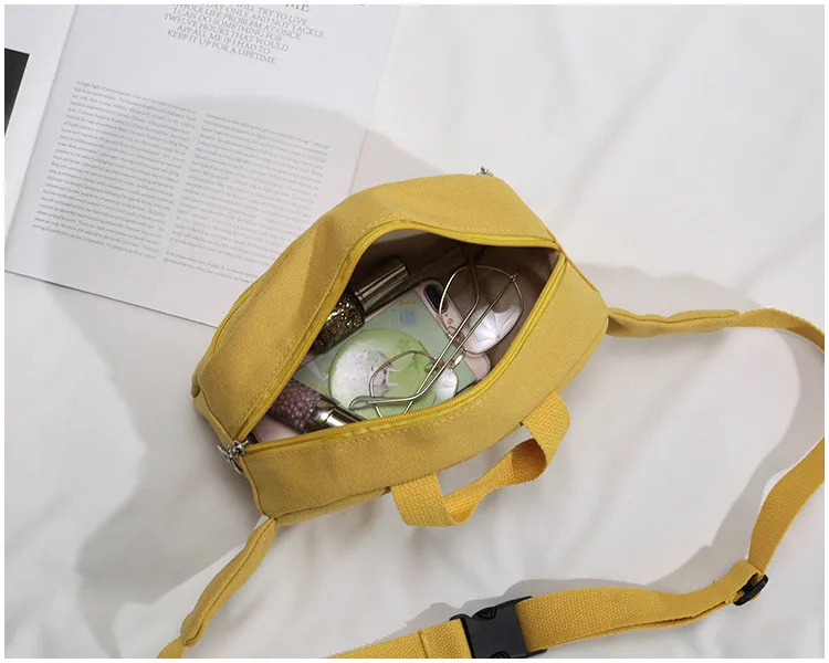 Холщовая однотонная женская летняя поясная сумка для путешествий модная черная