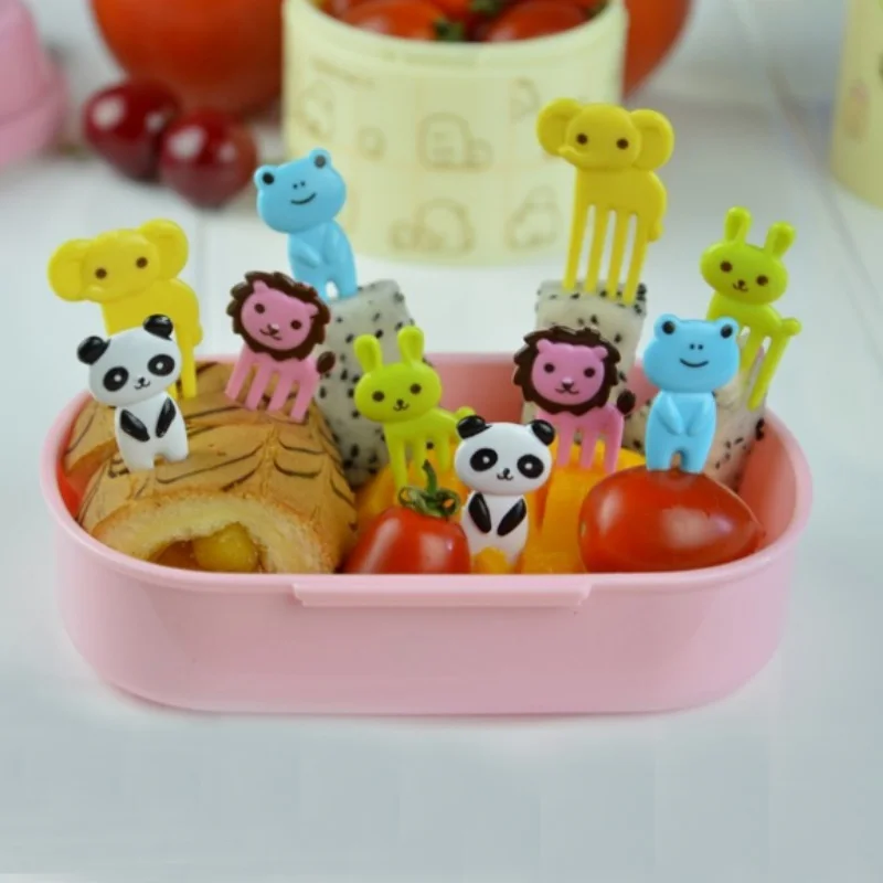 Рождественские пластиковые вилки для фруктов и животных вечерние палочки еды