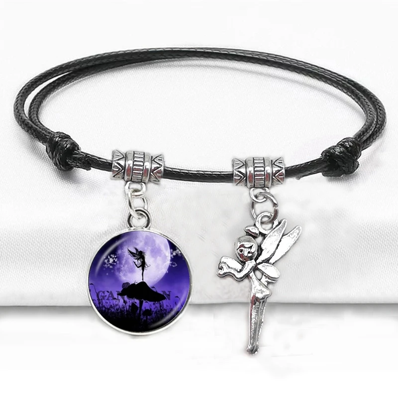 Готический Шарм Ангел Луна стеклянный браслет из кабошона сказка шпилька модная