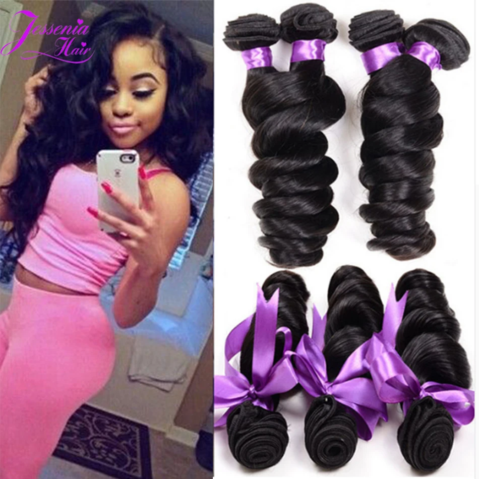 Jessenia бразильские волосы плетеные свободные волнистые пучки натуральные черные