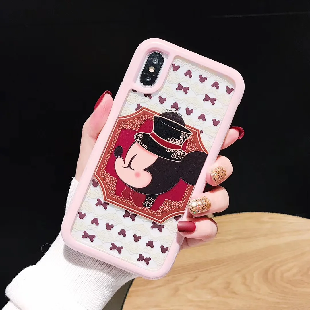 

Disney mobile phone case cartoon pattern for iPhone11promax double-sided embossed 7p frame detachable xsmax/xs/11pro/11/xr
