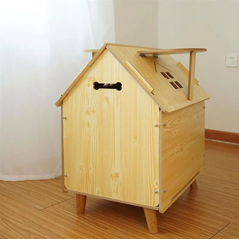 

1Pc Wooden Dog House Fine Outdoor Light Wooden Kennel Decoration Gift Sleeping Bed