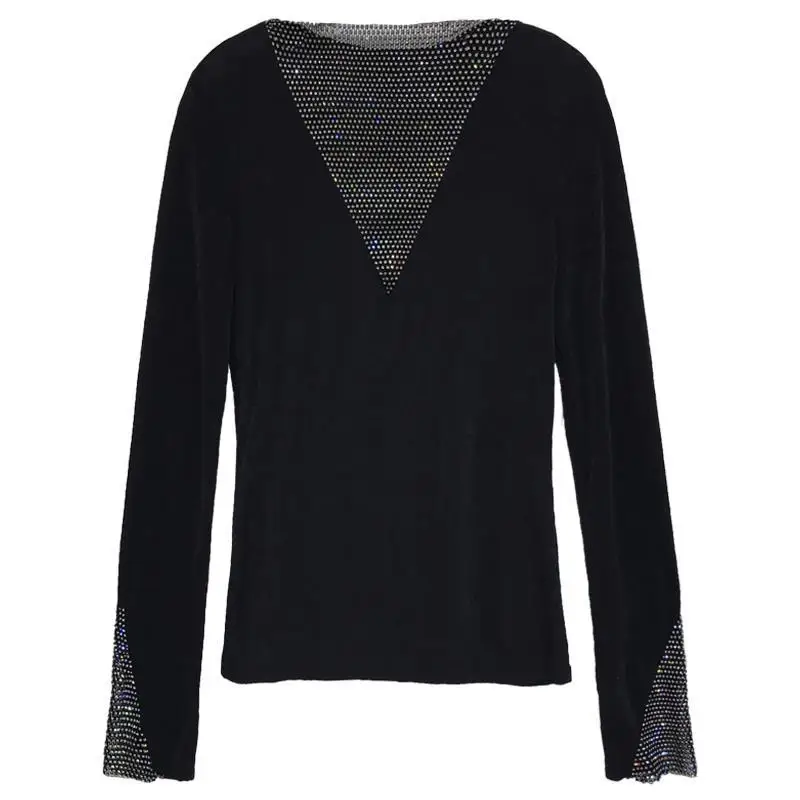 

2021 autumn new round neck slim long sleeve bottomed shirt women's black T-shirt