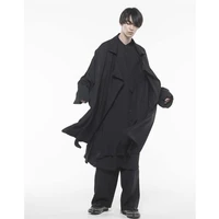 autumn winter man long lapel loose type windbreaker pure color coat tide vogue goes with everything