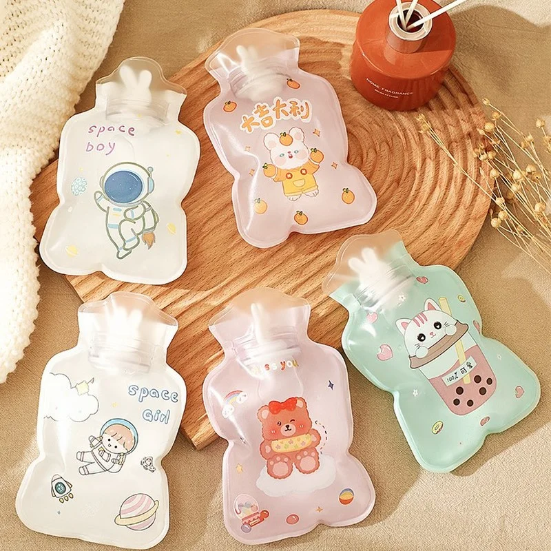 Cute Mini Hot Water Bottles Portable Small Transparent Cartoon Water Filled  Winter Hand Warming Water Bag Home Warming Supplies images - 6