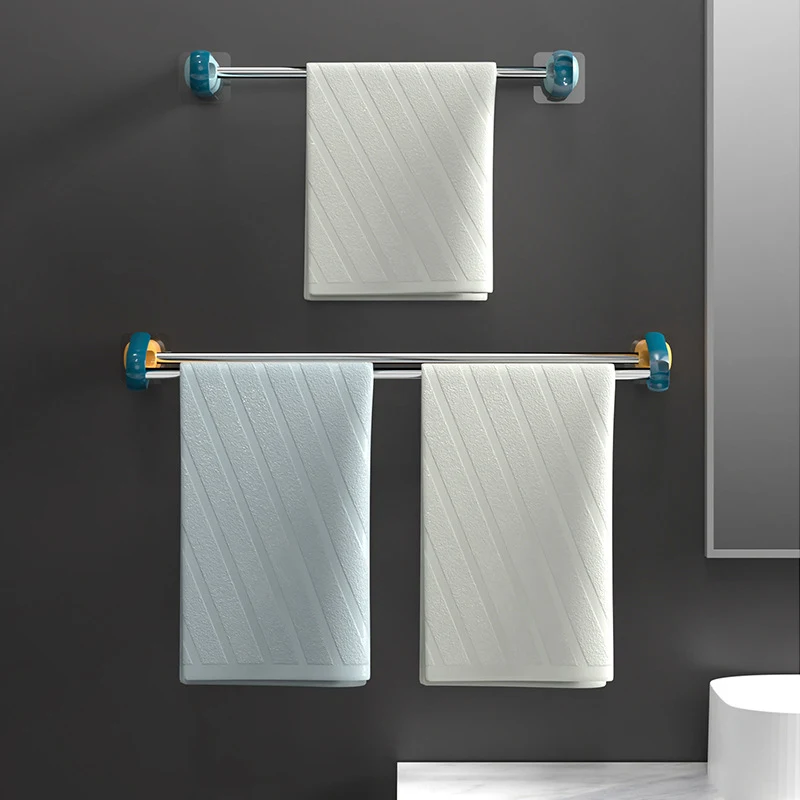 Double Towel Holder Bar Bathroom Tower Rack Stand Wall Hanging Mounted Stainless Steel Self No Drilling Adjustable Adhesive |