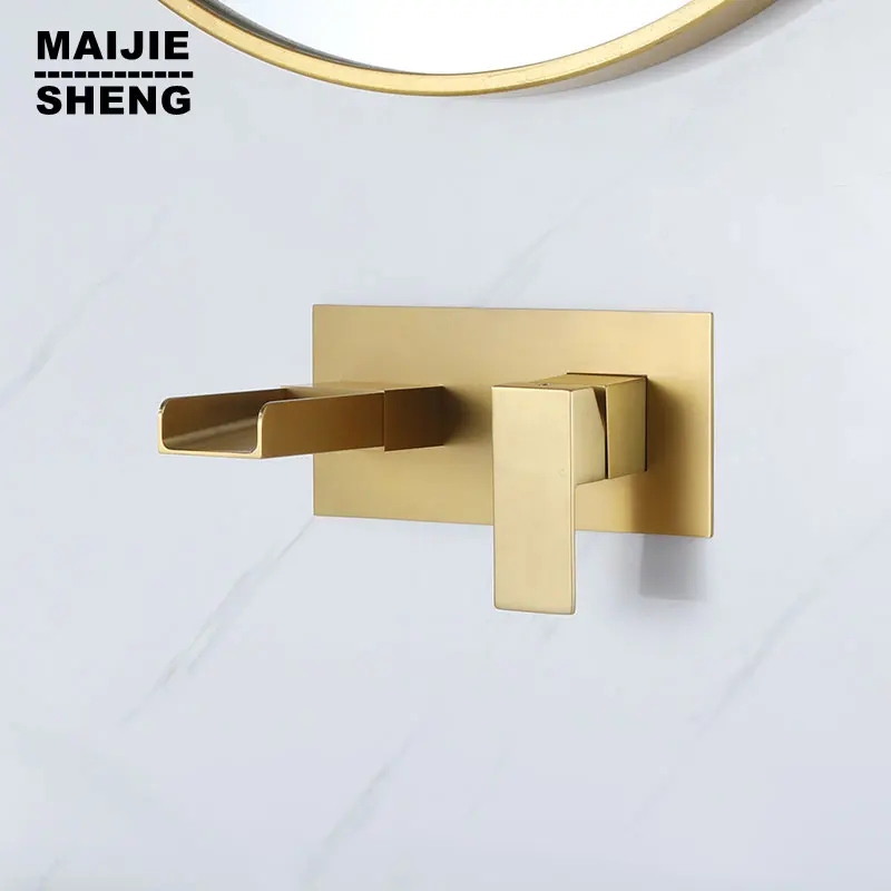 

Basin Spout Mixer Tap Set Combination Blanoir Solid Brass Tap Faucet Concealed Bathroom Sink Faucet Brushed Gold In-Wall
