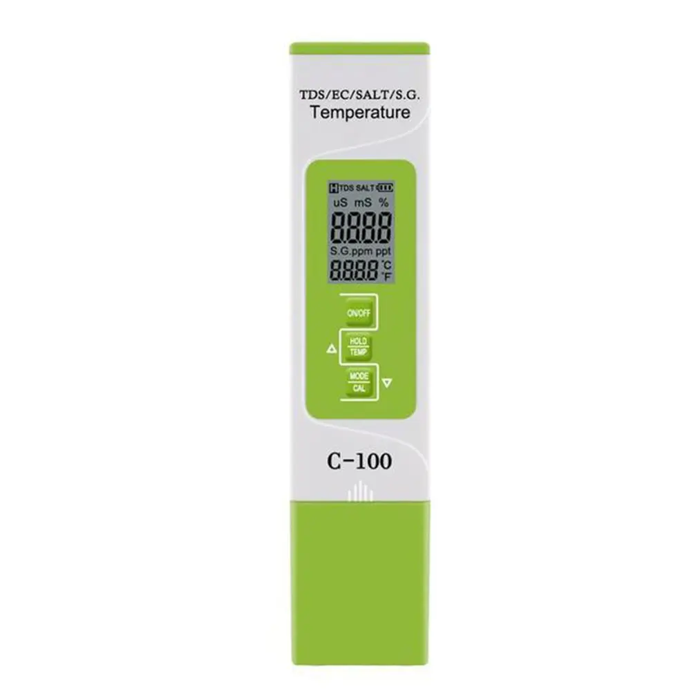 

Цифровой измеритель температуры C-100 5 в 1 для Tds/ec/солености/sg, тестер качества воды для дома, бассейна, питьевой воды