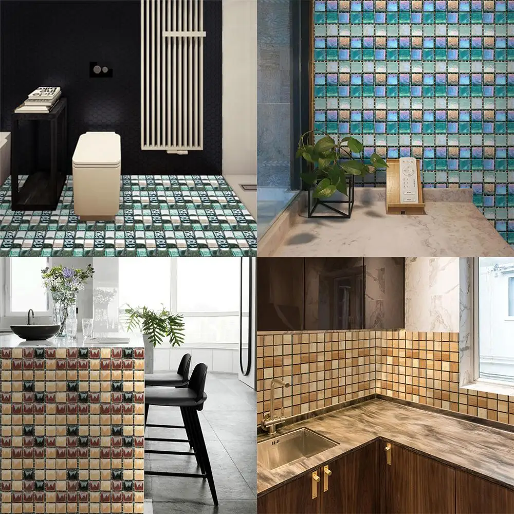 10 шт. 3D наклейки на стены самоклеящиеся клейкие плитки домашний декор квадратная