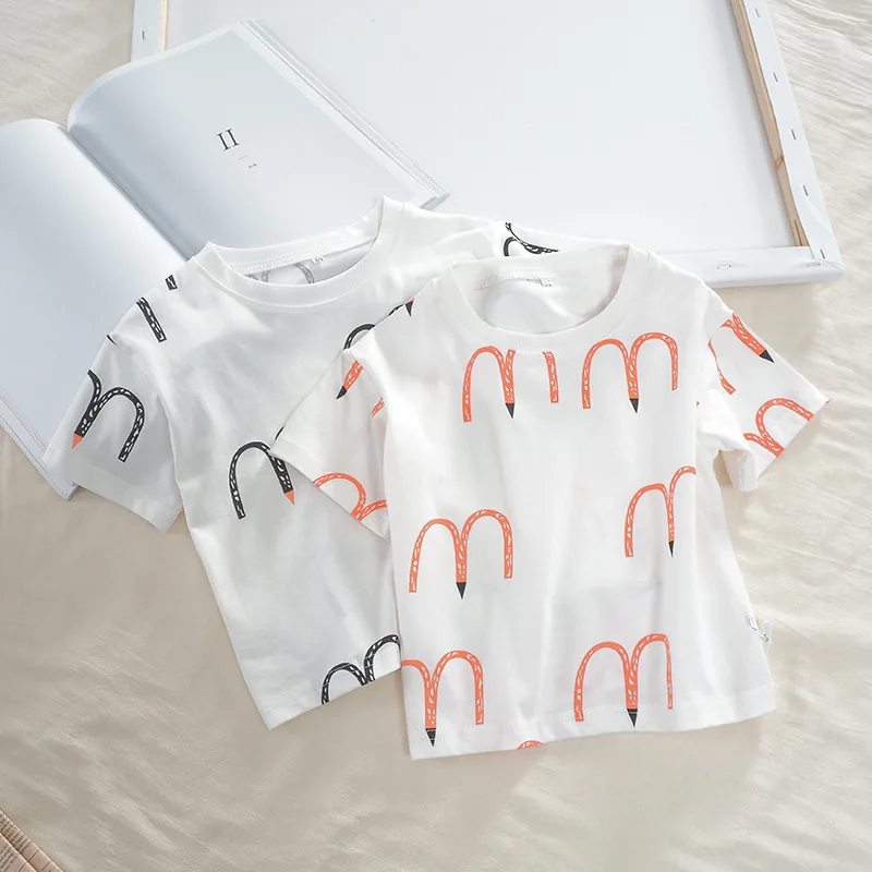 Новинка хлопковая детская одежда футболка с мультяшным принтом футболки