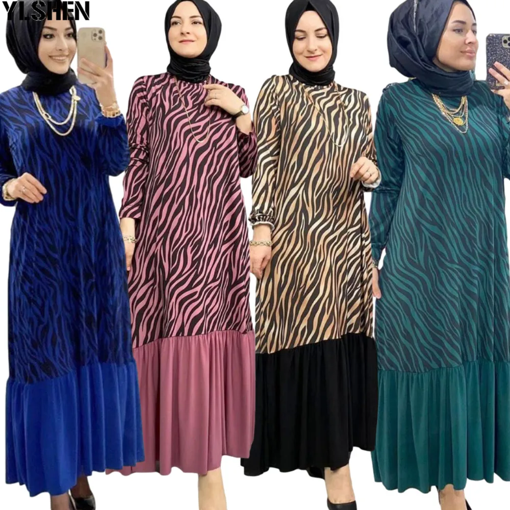 Женское платье-хиджаб с длинным рукавом в стиле Рамадан, ЕИД Мубарак, абайя, Дубай