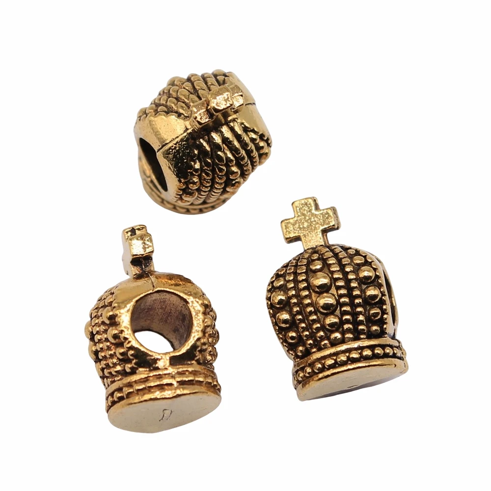 

WYSIWYG 5 шт. 16x10 мм античный серебряный цвет античный золотой цвет Корона большие бусины с отверстиями Аксессуары для ювелирных изделий