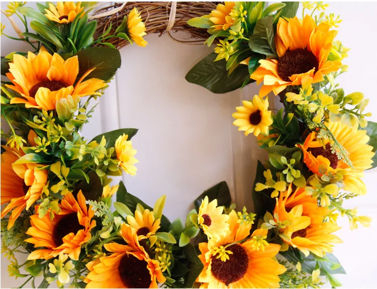 

European style imitation wreath small sunflower wreath wedding, Halloween, Christmas home decoration outdoor decor