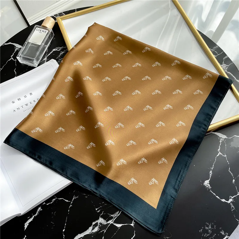 

2021 New Fashion Simple Silk Square Scarf for Women Bandana 70*70cm Small Neckscarf Shawls Head Kerchief Hijabs Female Foulard