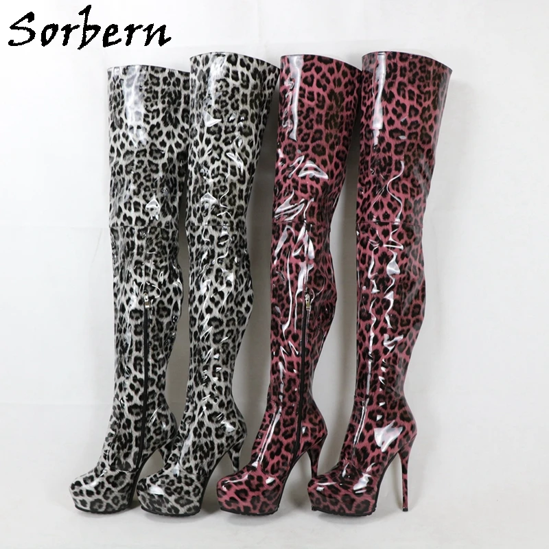 

Sorbern Leopard Women Boots Crotch Thigh High Platform Boot Women High Heels Custom Slim Fit Plus Size Up To 34-49 Custom Colors