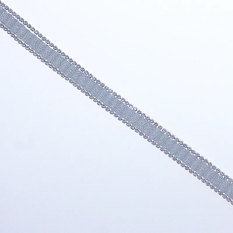 Лента для стразы 1 ярд серебристая горячей фиксации орнамент из кристаллов