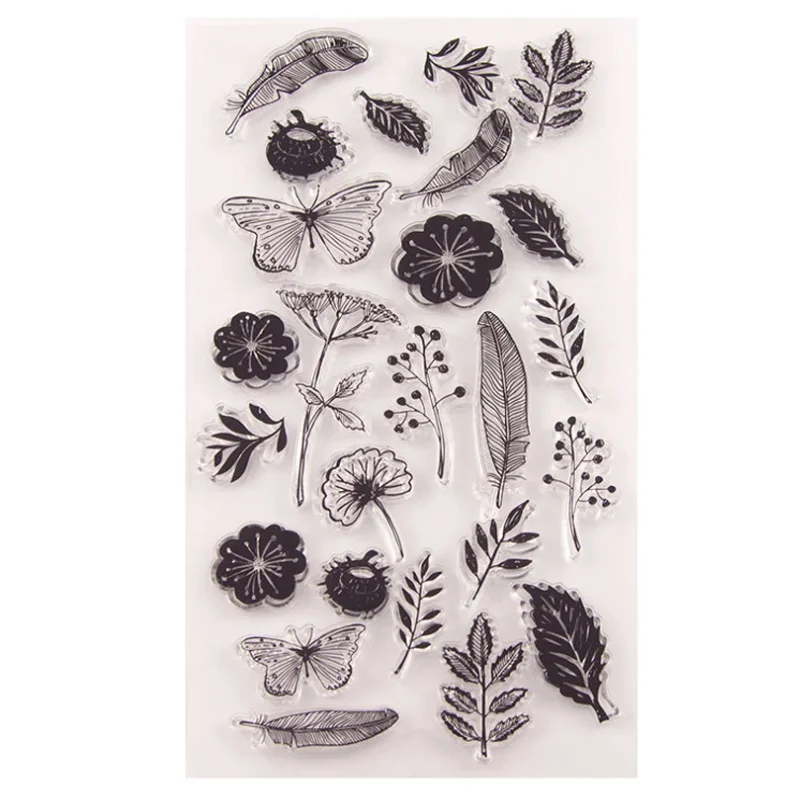 1 шт Бабочка Листья силиконовый прозрачный чехол печать штамп DIY тиснение для