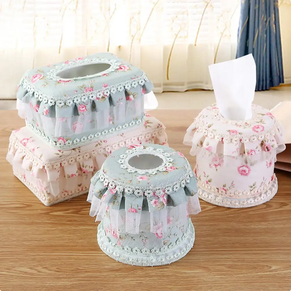 

Studyset Lace Tissue Box Pastoral Style Cloth Fabric Car Home Storage Tissue Organizer