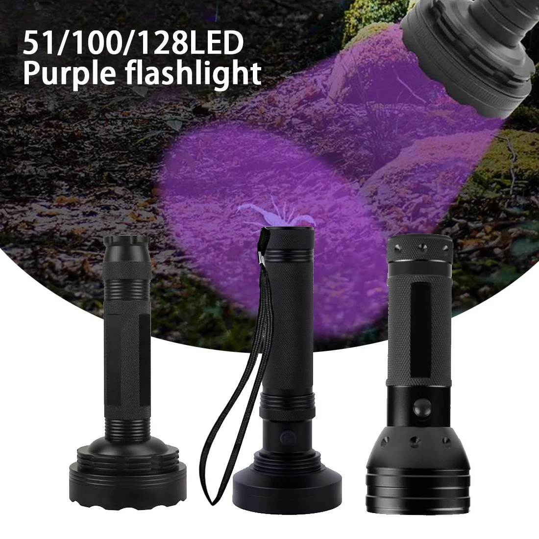 

128 LED UV Black Light Flashlight 395nm Wavelength for Pet Urine Detection Detector for Dry Pets Urine Bed Scorpion