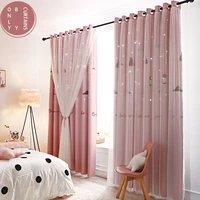 sweet cartoon printed lace curtains for living room bedroom childrens princess room bay window curtains