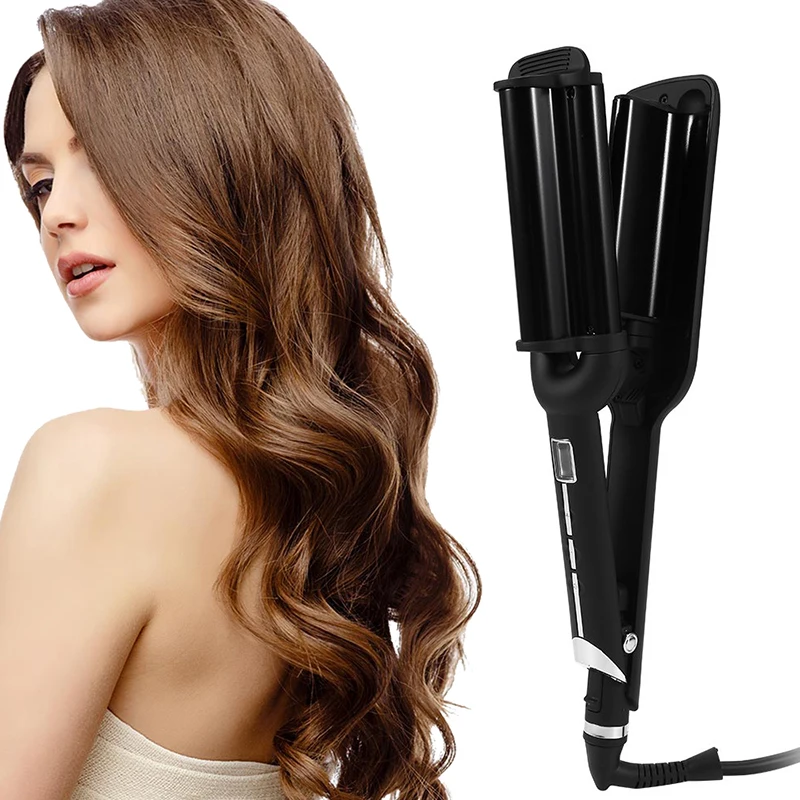 

Deep Wave Hair Curling Irons 32MM Ceramic Triple Barrel Big Wave Iron Hair Culer Wand Women Three-tube Hair Styling Tools