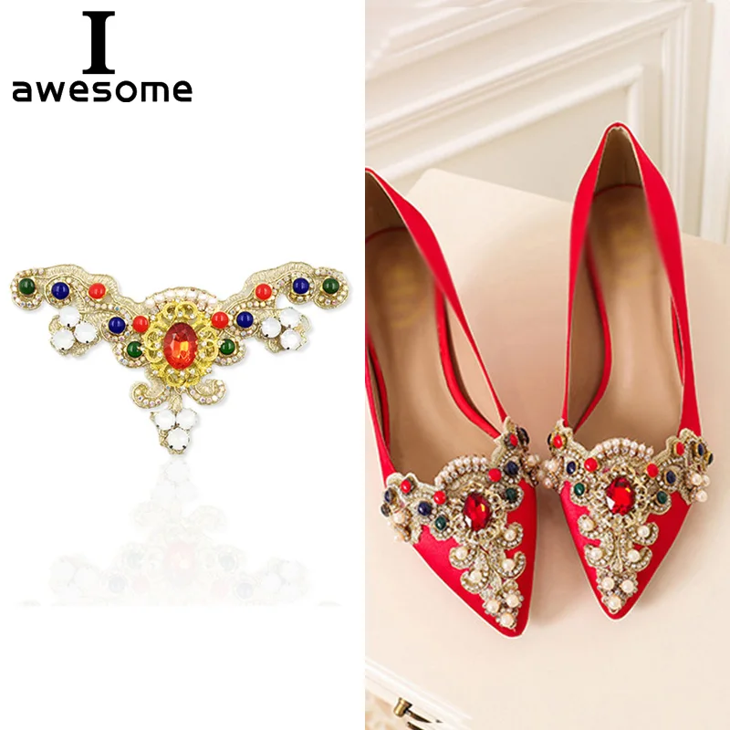 

1pcs Red Bridal Wedding Party Shoes Accessories For high Heels Sandals Boots DIY Manual Rhinestone Decorations Shoe's flower