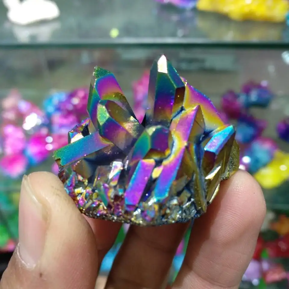 

50g color Aura Quartz Crystal Vug Titanium Bismuth Silicon Cluster Rainbow