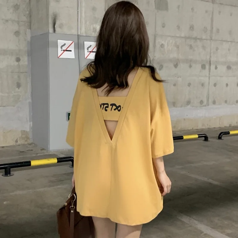 Xian 510 huang Лето, повседневные женские футболки Ulzzang, уличная одежда kawaii, мультяшный принт, футболка в Корейском стиле, Топы Harajuku, футболка с коротким рукавом - Цвет: Xian 510 huang