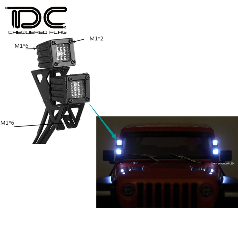 

DJ 1/10 Defender Modified Spotlight AXIAL SCX10 III Jeep Wrangler Headlights Off-road Vehicle RC Car Upgrade Parts Lamp