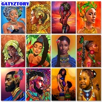 gatyztory diy paint by number african woman drawing on canvas coloring by numbers for adults figure kits modern wall art gift