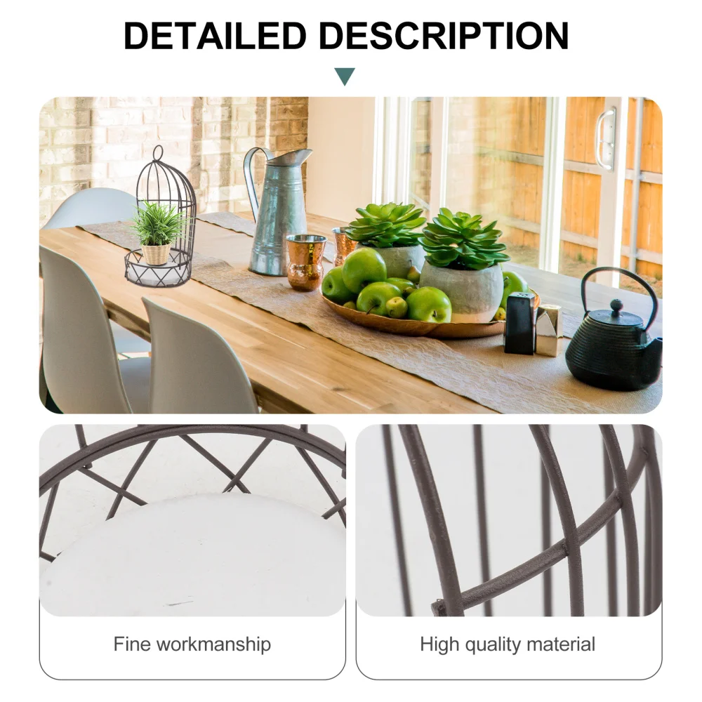 

1Pc Festival Birdcage Adornment Flowerpot Rack Dining Table Decoration (Black)
