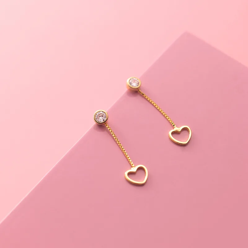 

Серьги-подвески женские из серебра 925 пробы, с сердечком