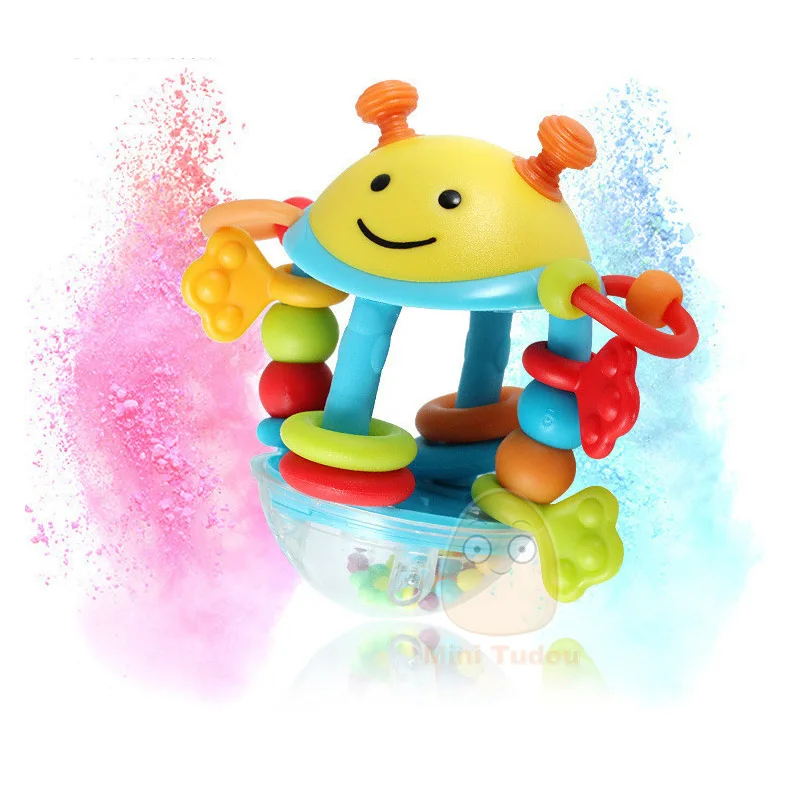 

Baby Cartoon Tumbler Rattle Toy Soft Rubber Animal Hollow Teethers Bell Ball Early Learning Educational Toy For Infant Gift