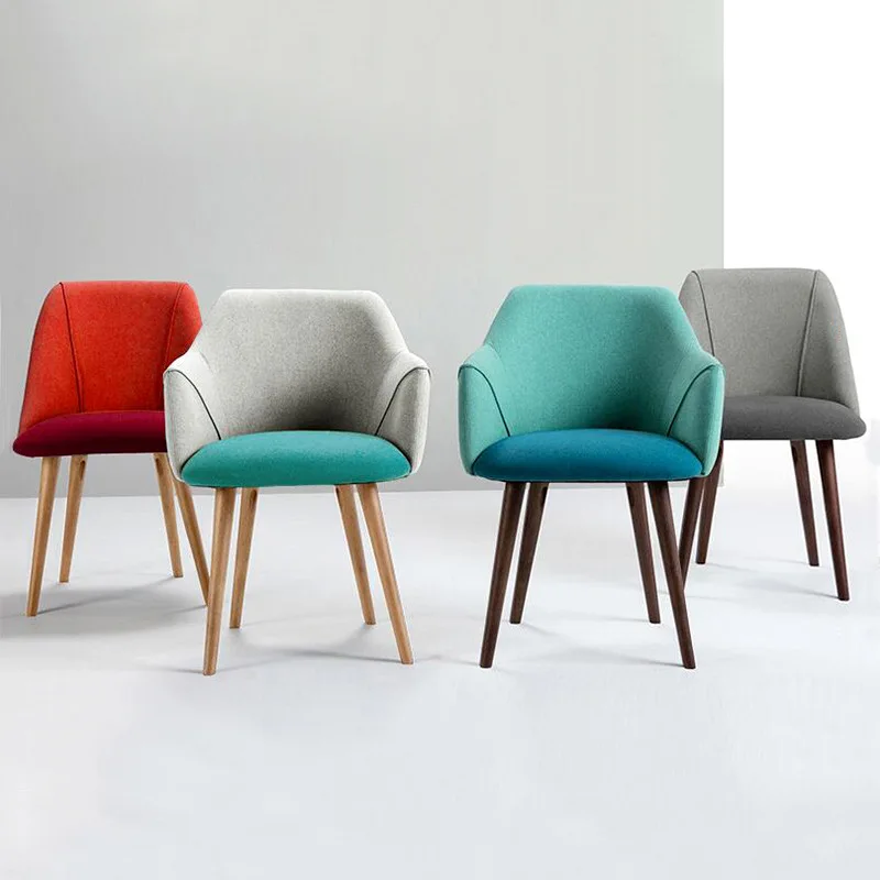 Скандинавский деревянный тканевый стул обеденный обивка гостиная кухня кафе