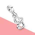 Настоящие 925 стерлингового серебра браслеты с подвесками, блестящее циркониевое двойной Love ME, очаровательный, подрходит к оригиналу Pandora, мне браслет ювелирные изделия для женщин