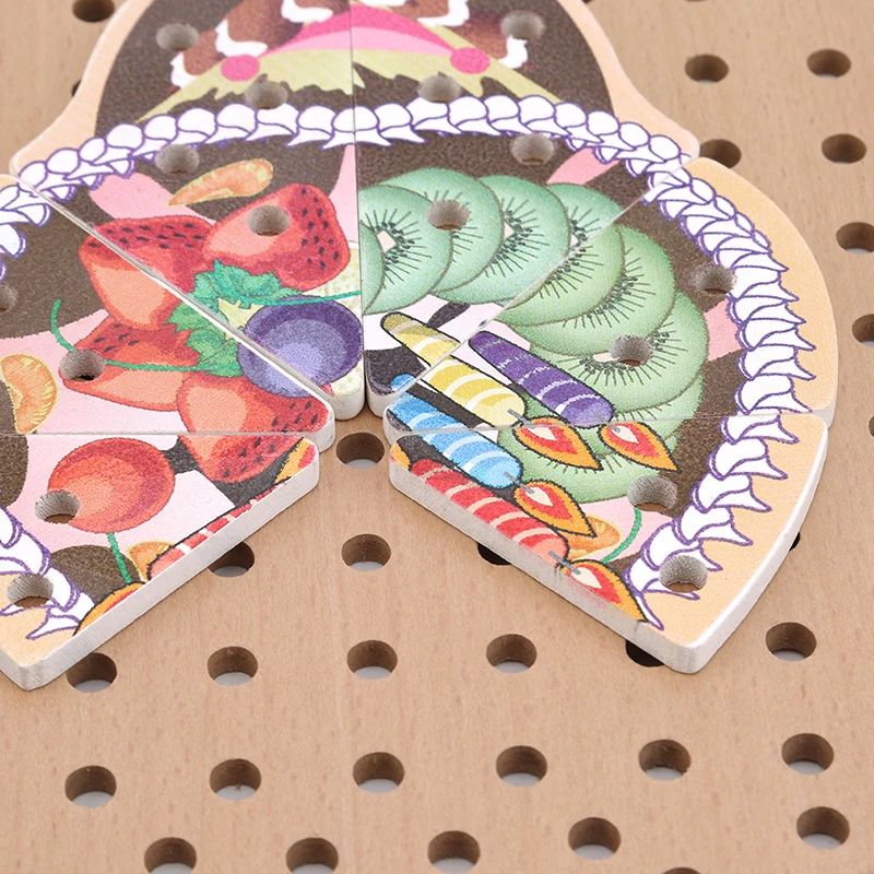 

Baby Blocks Puzzle Toys Montessori Early Educational Toys Lacing Board Kids Wooden Threading Toy Rope Board Beaded Blocks