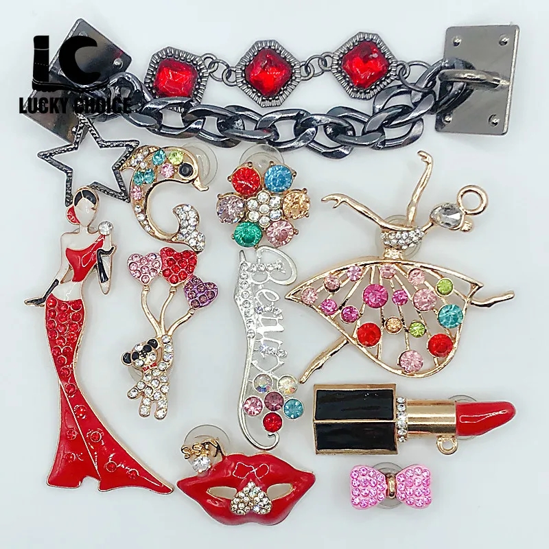 

1set Alloy Rhinestone Chain Designer Croc Charm for Shoe Shoes Accessorie Decoration for Croc Clog Shoes Charms for Girl Gift