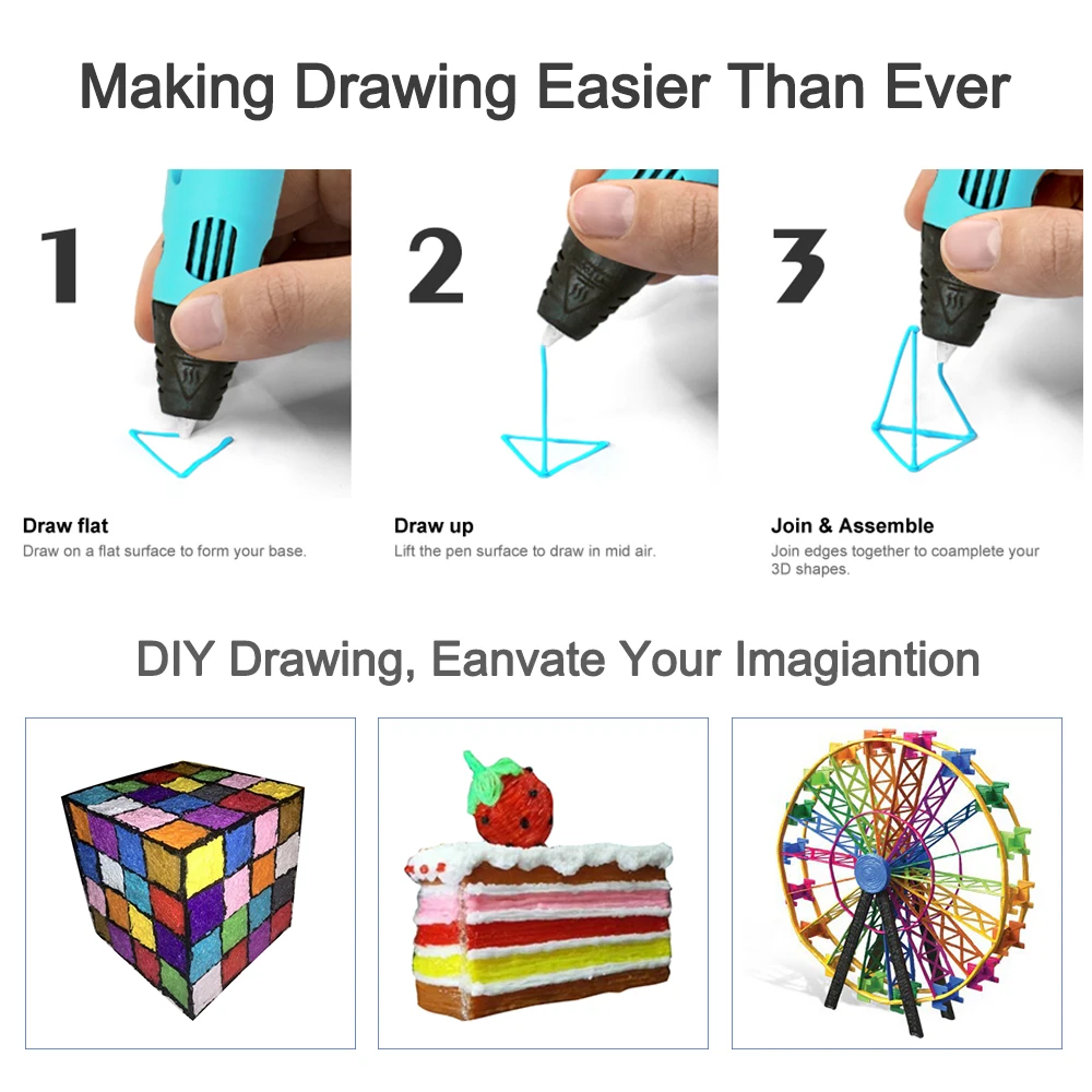 DEWANG 3D Ручка для детей печатная ручка совместимая PLA ABS нить DIY игрушка подарок на