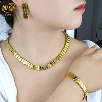 xuhuang nigerian bridal wedding jewelry sets necklace bracelet earring set for women dubai ethiopian party gold plated jewellery