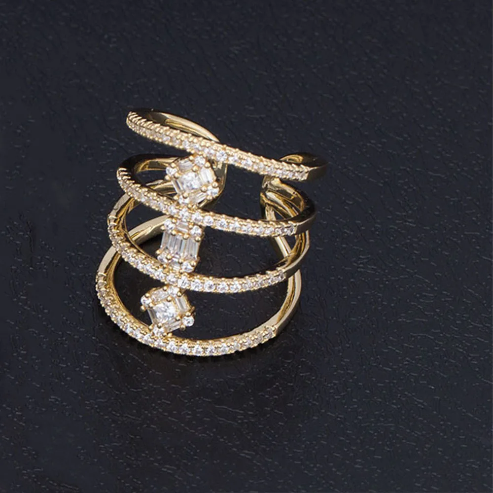 silver color ring Модный браслет невесты, ювелирное изделие, багет, кубический циркон, регулируемый браслет, кольцо, наборы, роскошный бренд, свадебные ювелирные изделия - Окраска металла: silver color ring