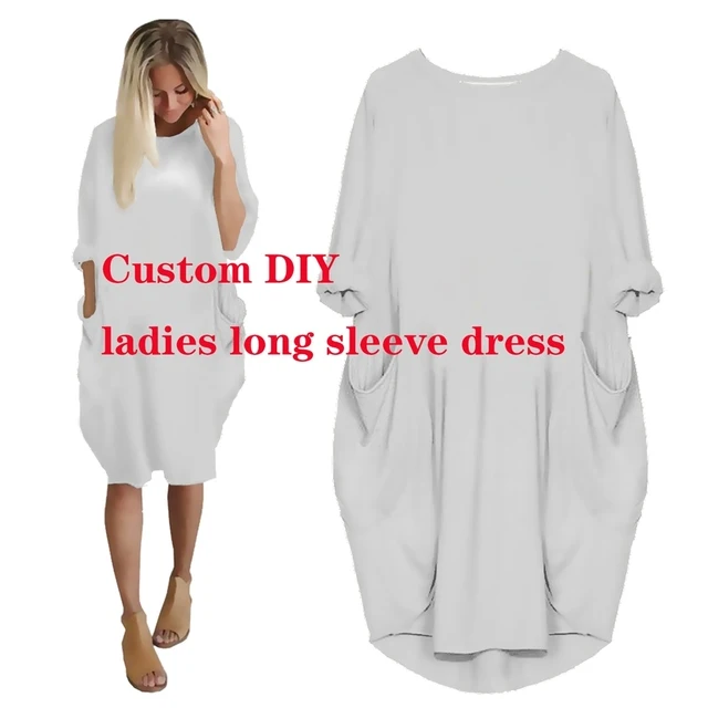 

LIASOSO DIY Custom Design 2D/3D Print Women's Dress Fashion Long Sleeve Pocket Dress Streetwear Suppliers for Clothes Drop Ship