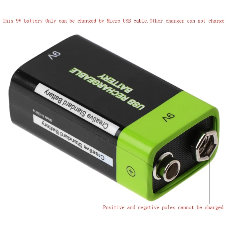 9V 400mAh USB перезаряжаемая 6F22 Lipo батарея для мультиметра, микрофона, дистанционного управления LX9A
