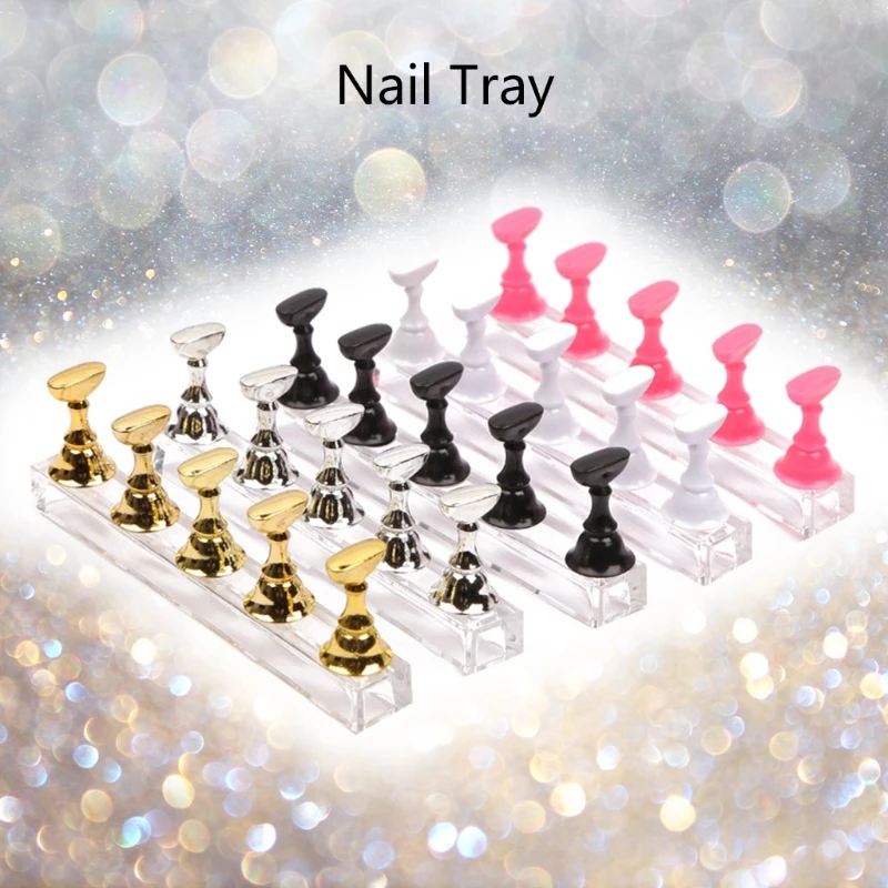 

1 Set Acrylic Nail Art Practice Stand Magnetic Nail Tips Holders Display Rack C1FF