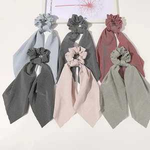 Женский летний шарф для хвоста, эластичная резинка для волос для женщин, резинки для волос с бантом, резинки для волос, ленты для волос с принтом в горошек