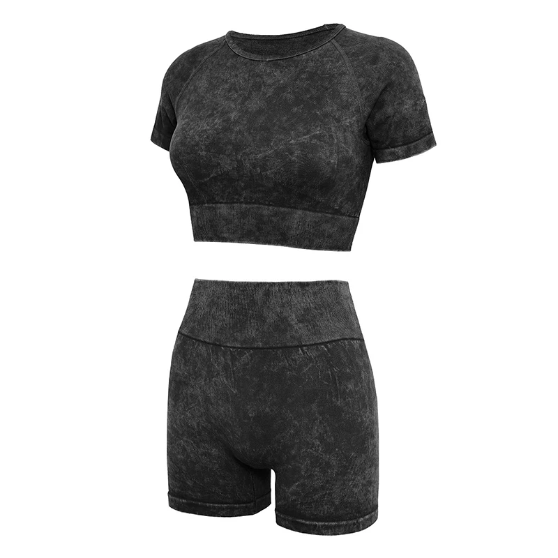 

Seamless Yoga Wear Set Women Gym Summer Shorts Short Sleeve 2-Piece Suit Girl Fitness Breathable Outdoor Running Sportswear Suit