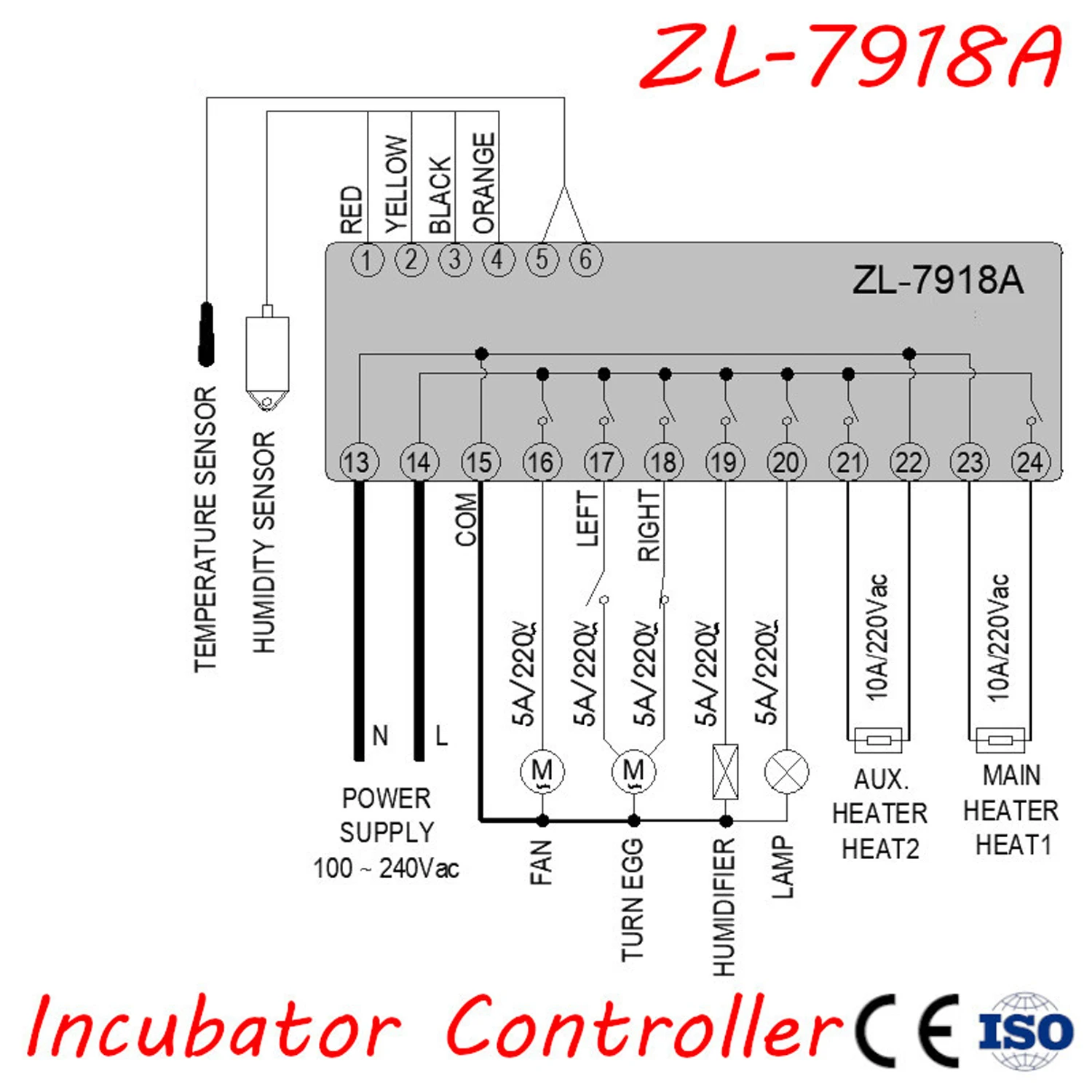Zl-7918A AC 100-240V 50/60Hz многофункциональный автоматический инкубатор контроллер