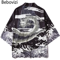 bebovizi japan style dragon printed thin kimono men japanese harajuku streetwear couple cardigan jackets casual outerwear 2019