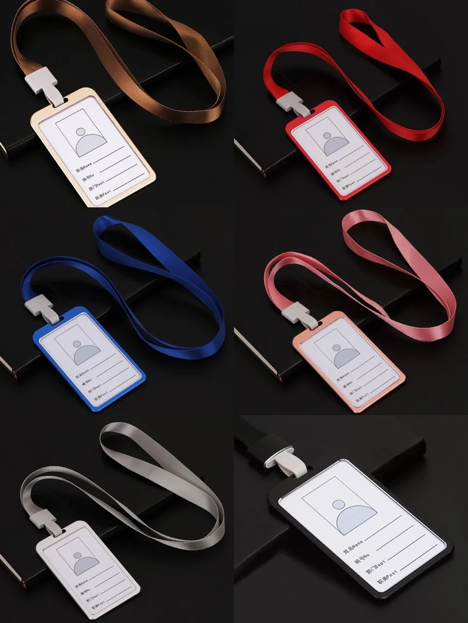 

1pcs High-gloss Aluminum Alloy Card Set With Lanyard Employee Badge Id Card Work Tag Tag Custom Metal Access Control Label