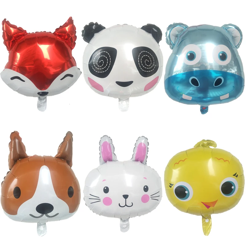 10 шт./лот 18 дюймов голова животного фольги воздушный шар с днем рождения вечерние