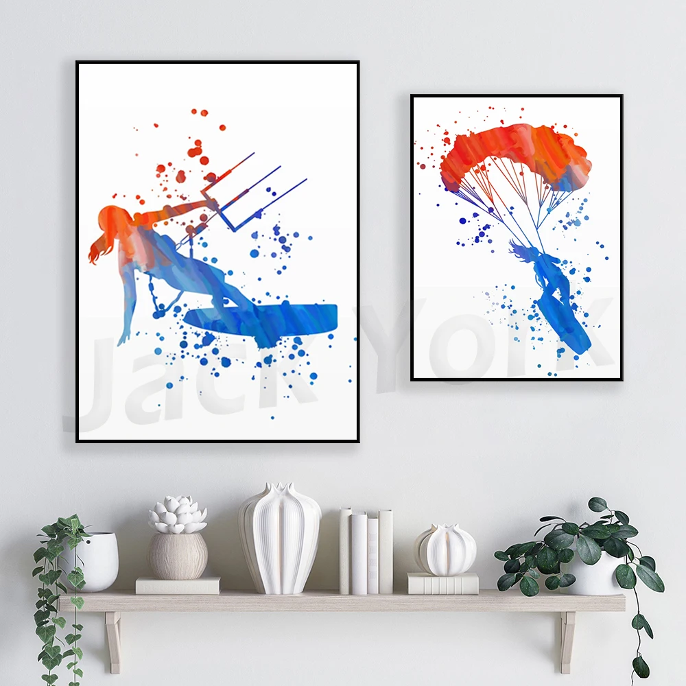 

Kiteboarding art, Kitesurfing print, Watercolor sport, Surfer gift ideas, Surfing printable, Surfer girl art print